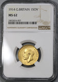 1914 NGC MS 62 Gold Sovereign Great Britain St George Pound Coin (19013001C)