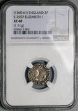 1560 NGC XF 40 Elizabeth I 2 Pence 1/2 Groat Great Britain Tudor England Hammered Silver Coin Pop 1/1 (22122102C)