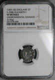 1601 NGC VF Elizabeth I 2 Pence 1/2 Groat Great Britain England Coin (22120302C)