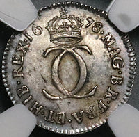 1678/6 NGC AU 58 Charles II 2 Pence Great Britain 1/2 Groat Overdate Silver Coin POP 1/1 (23013102C)