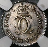 1678/6 NGC AU 58 Charles II 2 Pence Great Britain 1/2 Groat Overdate Silver Coin POP 1/1 (23013102C)