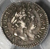 1689 PCGS AU 50 William Mary 2 Pence 1/2 Groat Great Britain Silver Coin (22102302C)
