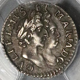 1689 PCGS AU 50 William Mary 2 Pence 1/2 Groat Great Britain Silver Coin (22102302C)