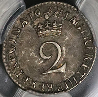 1689 PCGS AU 50 William Mary 2 Pence 1/2 Groat Great Britain Silver Coin (22102302C)