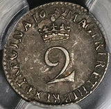 1689 PCGS AU 50 William Mary 2 Pence 1/2 Groat Great Britain Silver Coin (22102302C)