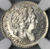 1694 NGC MS 61 Willaim Mary 2 Pence Britain England Coin POP 1/0 (18090208C)