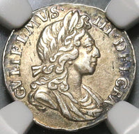 1698 NGC AU 55 William III 2 pence Great Britain Rare Silver 1/2 Groat Coin (19121903C)
