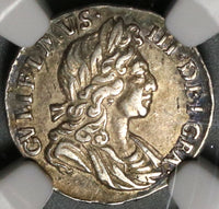 1698 NGC AU 55 William III 2 pence Great Britain Rare Silver 1/2 Groat Coin (19121903C)