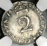 1698 NGC AU 55 William III 2 pence Great Britain Rare Silver 1/2 Groat Coin (19121903C)