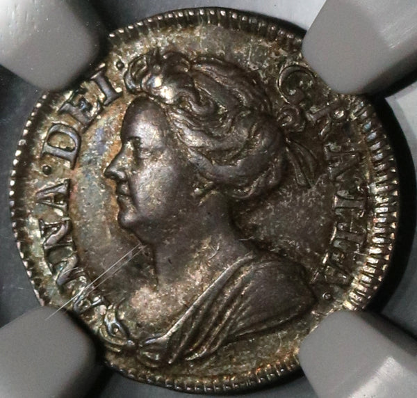 1710 NGC AU 58 Anne 2 Pence Great Britain England Silver 1/2 Groat Coin POP 1/1 (20012902C)