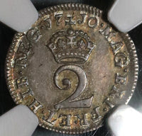 1710 NGC AU 58 Anne 2 Pence Great Britain England Silver 1/2 Groat Coin POP 1/1 (20012902C)