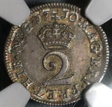 1710 NGC AU 58 Anne 2 Pence Great Britain England Silver 1/2 Groat Coin POP 1/1 (20012902C)