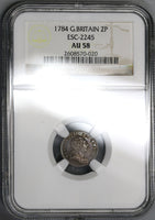 1784 NGC AU 58 George III Pence Great Britain Silver Coin POP 4/2 (18062802C)