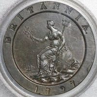 1797 PCGS AU 58 George III 2 Pence Cartwheel Soho Great Britain Coin (21062601D)