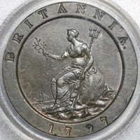 1797 PCGS AU 58 George III 2 Pence Cartwheel Soho Great Britain Coin (21062601D)