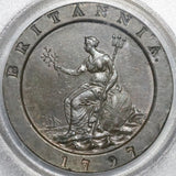 1797 PCGS AU 58 George III 2 Pence Cartwheel Soho Great Britain Coin (21062601D)
