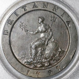 1797 PCGS AU 58 George III 2 Pence Cartwheel Soho Great Britain Coin (21062601D)