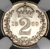 1889 MS 66 Victoria Maundy 2 Pence Great Britain Silver Coin (22080802C)