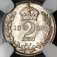 1889 NGC MS 66 Victoria Maundy 2 Pence Great Britain Silver Coin (22080802C)