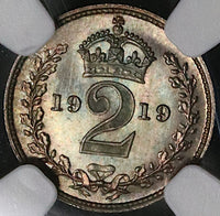 1919 NGC MS 66 George V 2 Pence Maundy Mint State Great Britain Coin (22021302C)