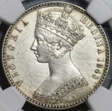 1849 NGC AU Det Victoria Gothic Florin Great Britain 2 Shillings Godless Silver Coin 20091604D