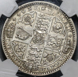 1849 NGC AU Det Victoria Gothic Florin Great Britain 2 Shillings Godless Silver Coin 20091604D
