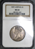 1849 NGC MS 64 Gothic Florin Victoria Great Britain Silver Coin (19072101D)