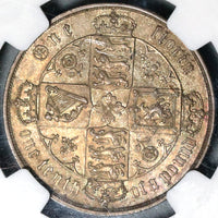 1879 NGC MS 62 Victoria Florin Great Britain Rare Date Sliver Coin (17040603D)