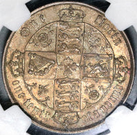 1879 NGC MS 62 Victoria Florin Great Britain Rare Date Sliver Coin (17040603D)