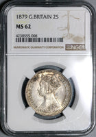 1879 NGC MS 62 Victoria Florin Great Britain Rare Date Sliver Coin (17040603D)