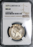 1879 NGC MS 62 Victoria Florin Great Britain Rare Date Sliver Coin (17040603D)