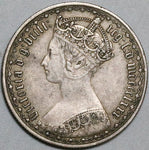 1880 Victoria Florin Great Britain Gothic VF 2 Shillings Silver Coin (22050601R)