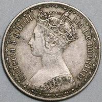 1880 Victoria Florin Great Britain Gothic VF 2 Shillings Silver Coin (22050601R)