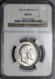 1902 NGC MS 62 Edward VII Florin Great Britain Sterling Silver Coin (21081701D)