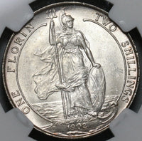 1902 NGC MS 63+ Edward VII Florin Great Britain Sterling Silver Coin (20111701C)
