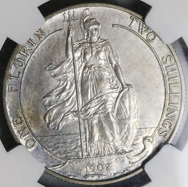1902 NGC PF 63 Edward VII Florin Great Britain Proof Matt Silver Coin (22090409D)