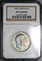 1902 NGC PF 63 Edward VII Florin Great Britain Proof Matt 2 Shillings Silver Coin (22012702C)