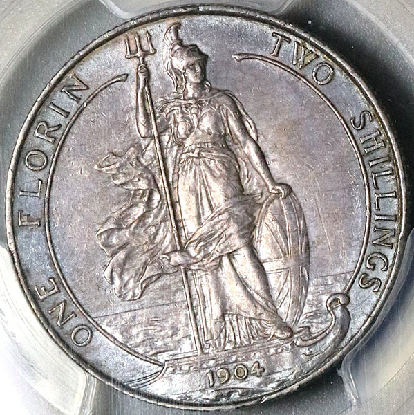 1904 PCGS AU 58 Florin Edward VII Great Britain Rare Silver Coin (22021203C)