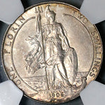 1906 NGC MS 62 Florin Edward VII Great Britain 2 Shillings Silver Coin (22102303C)