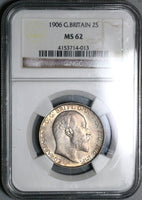 1906 NGC MS 62 Florin Edward VII Great Britain 2 Shillings Silver Coin (22102303C)