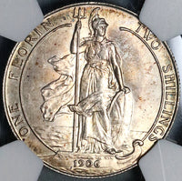 1906 NGC MS 64 Florin Edward VII Great Britain 2 Shillings Sterling Silver Coin POP 2/1 (22012703C)