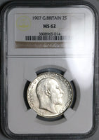 1907 NGC MS 62 Florin Edward VII Great Britain 2 Shillings Coin (22052201C)