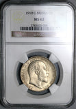 1910 NGC MS 62 Florin Edward VII Great Britain 2 Shillings Coin (22052202C)