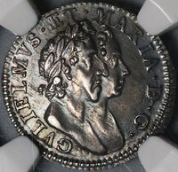 1689 NGC AU 58 William Mary 3 Pence Great Britain Silver Coin POP 1/0 (21100602C)