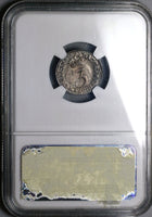 1689 NGC AU 58 William Mary 3 Pence Great Britain Silver Coin POP 1/0 (21100602C)