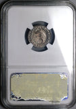1689 NGC AU 58 William Mary 3 Pence Great Britain Silver Coin POP 1/0 (21100602C)