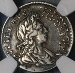 1701 NGC XF 40 William III 3 Pence Double Struck Mint Error Great Britain Silver Coin (20012402C)