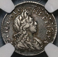 1701 NGC XF 40 William III 3 Pence Double Struck Mint Error Great Britain Silver Coin (20012402C)