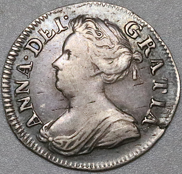 1713 Anne 3 Pence Great Britain Very Fine VF Queen Sterling Silver Coin (22050202R)