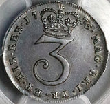 1735 PCGS AU George II 3 Pence Great Britain Silver Coin (22111504C)